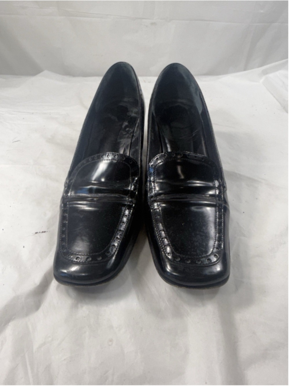 VINATGE Coach Barra Italy Leather Block Heel Pump Black Loafer SIZE 6.5 B